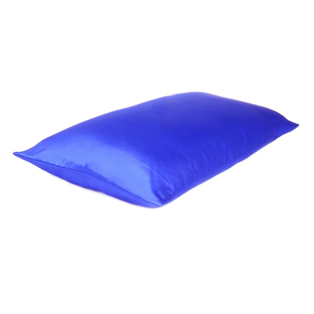 Royal Blue Dreamy Set Of 2 Silky Satin Standard Pillowcases  Warm Home View