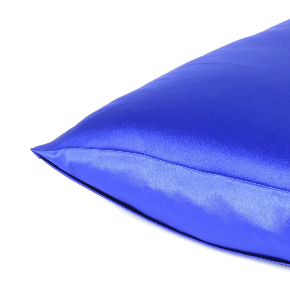 Royal Blue Dreamy Set Of 2 Silky Satin Standard Pillowcases  Warm Home View