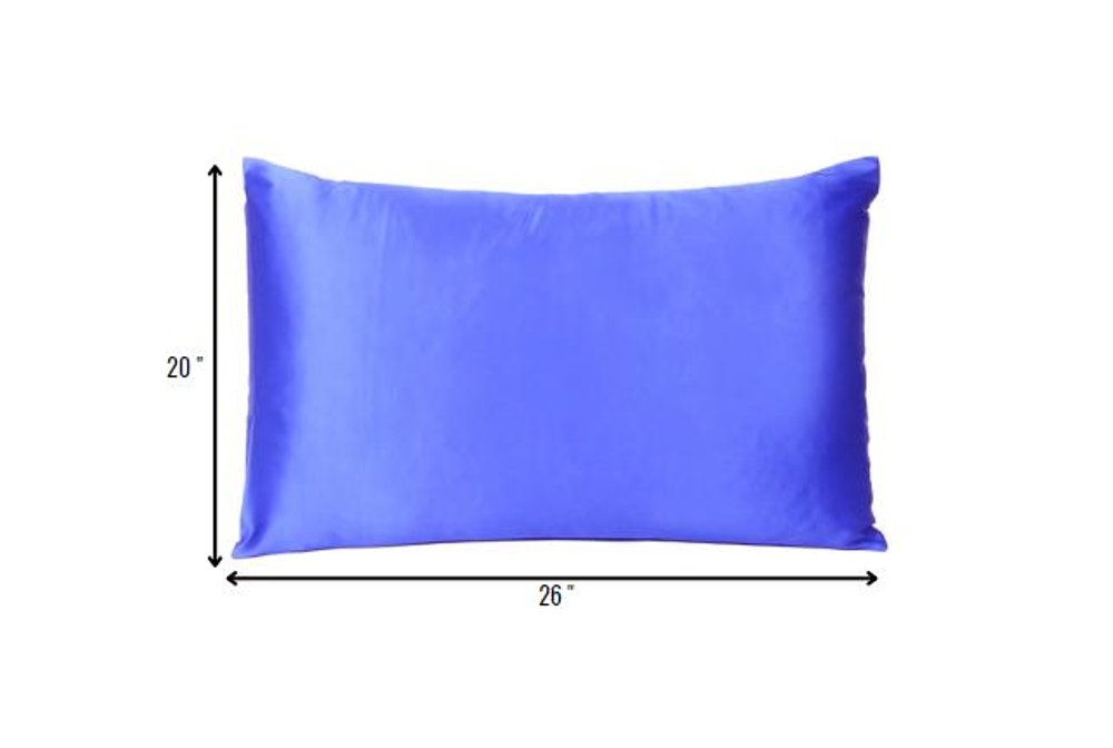 Royal Blue Dreamy Set Of 2 Silky Satin Standard Pillowcases  Warm Home View