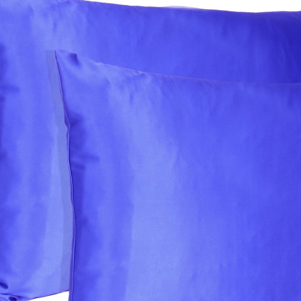 Royal Blue Dreamy Set Of 2 Silky Satin Standard Pillowcases  Warm Home View