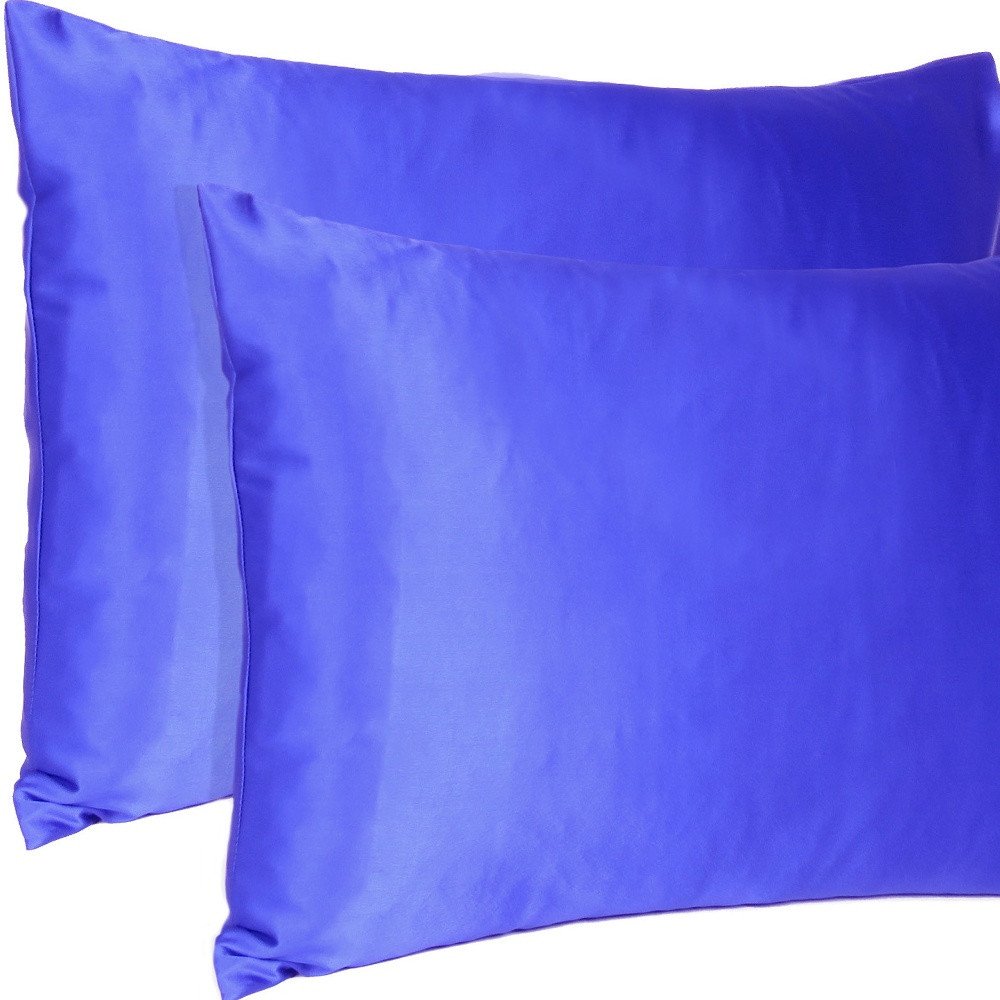 Royal Blue Dreamy Set Of 2 Silky Satin Standard Pillowcases  Warm Home View