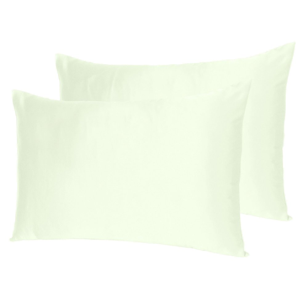 Ivory Dreamy Set Of 2 Silky Satin Standard Pillowcases  Warm Home View
