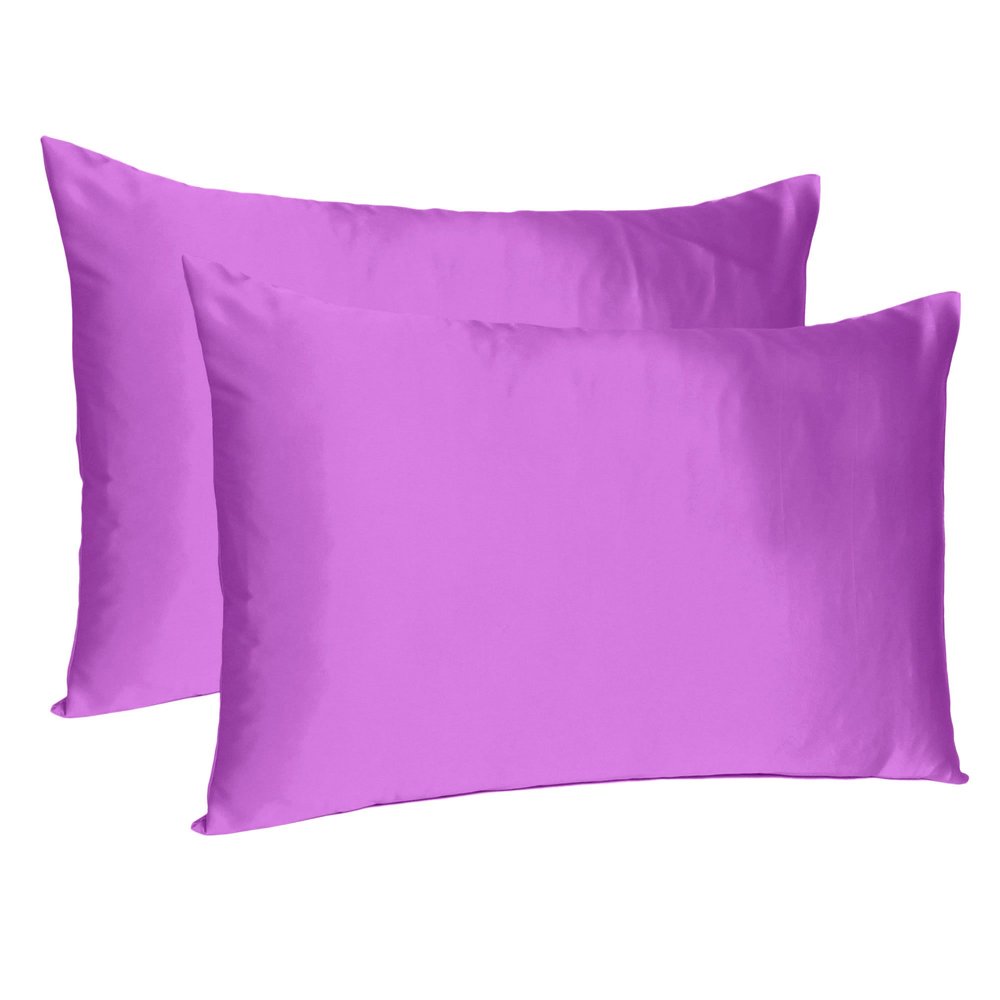 Purple Merlot Dreamy Set Of 2 Silky Satin Standard Pillowcases  Warm Home View