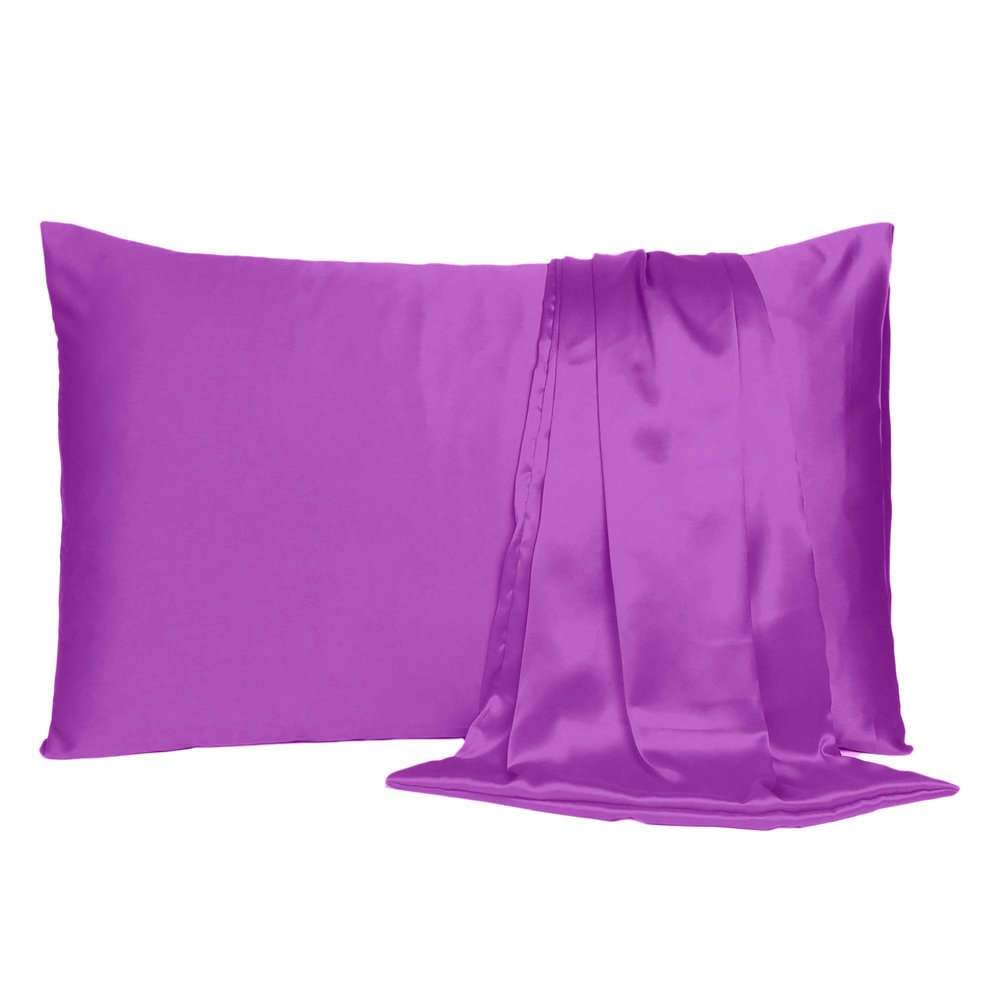 Purple Merlot Dreamy Set Of 2 Silky Satin Standard Pillowcases  Warm Home View