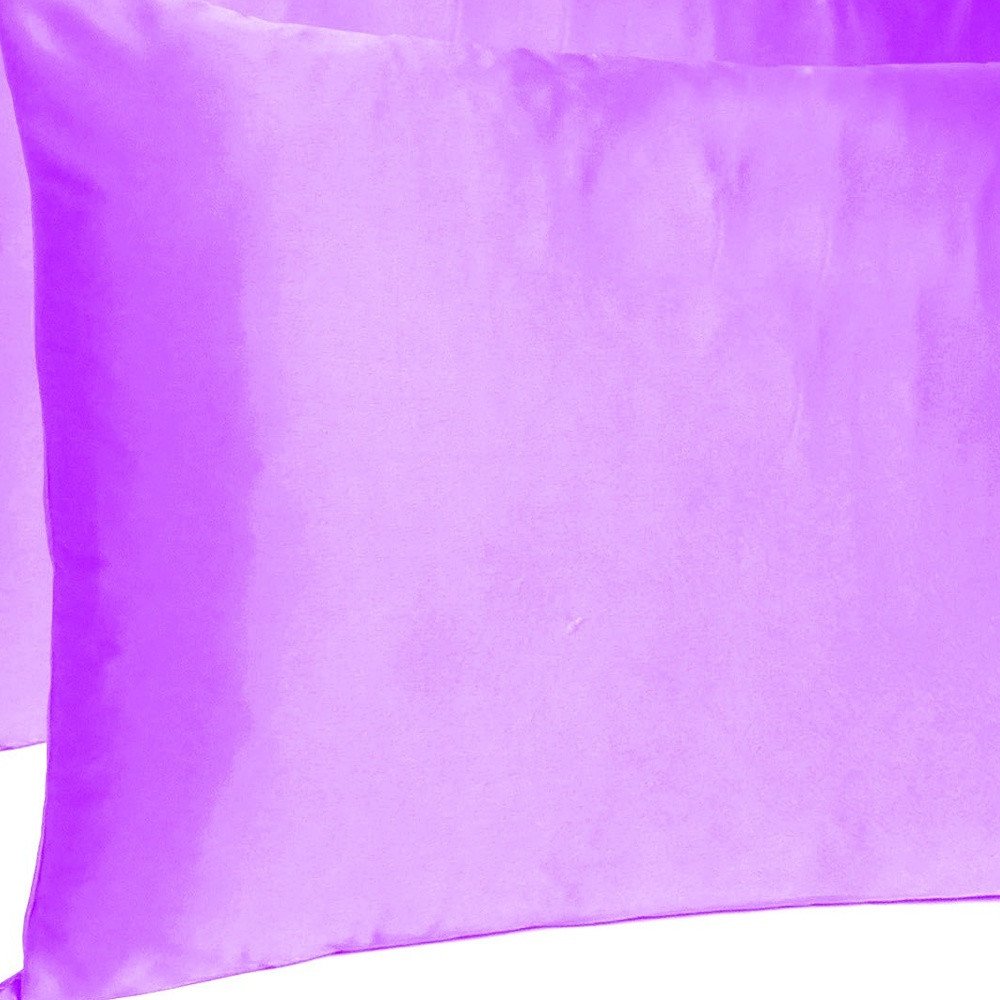 Violet Dreamy Set Of 2 Silky Satin Queen Pillowcases  Warm Home View