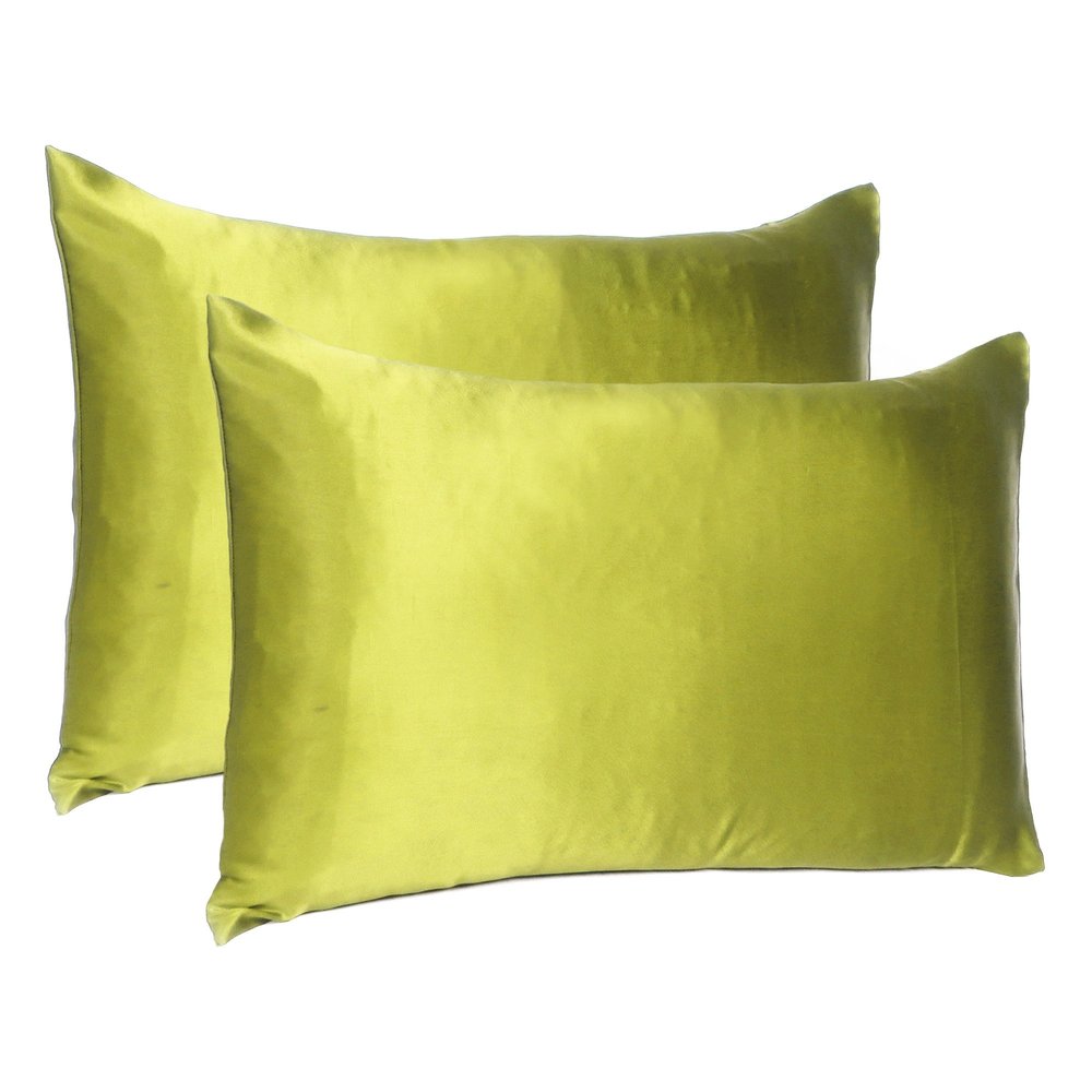 Set of Two Lemongrass Dreamy Silk Satin Queen Pillowcases  Warm Home View