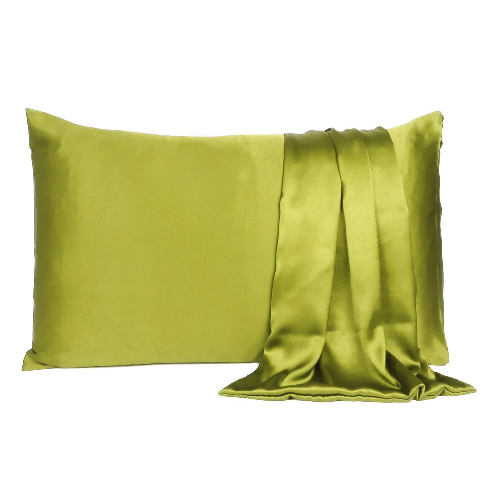Set of Two Lemongrass Dreamy Silk Satin Queen Pillowcases  Warm Home View