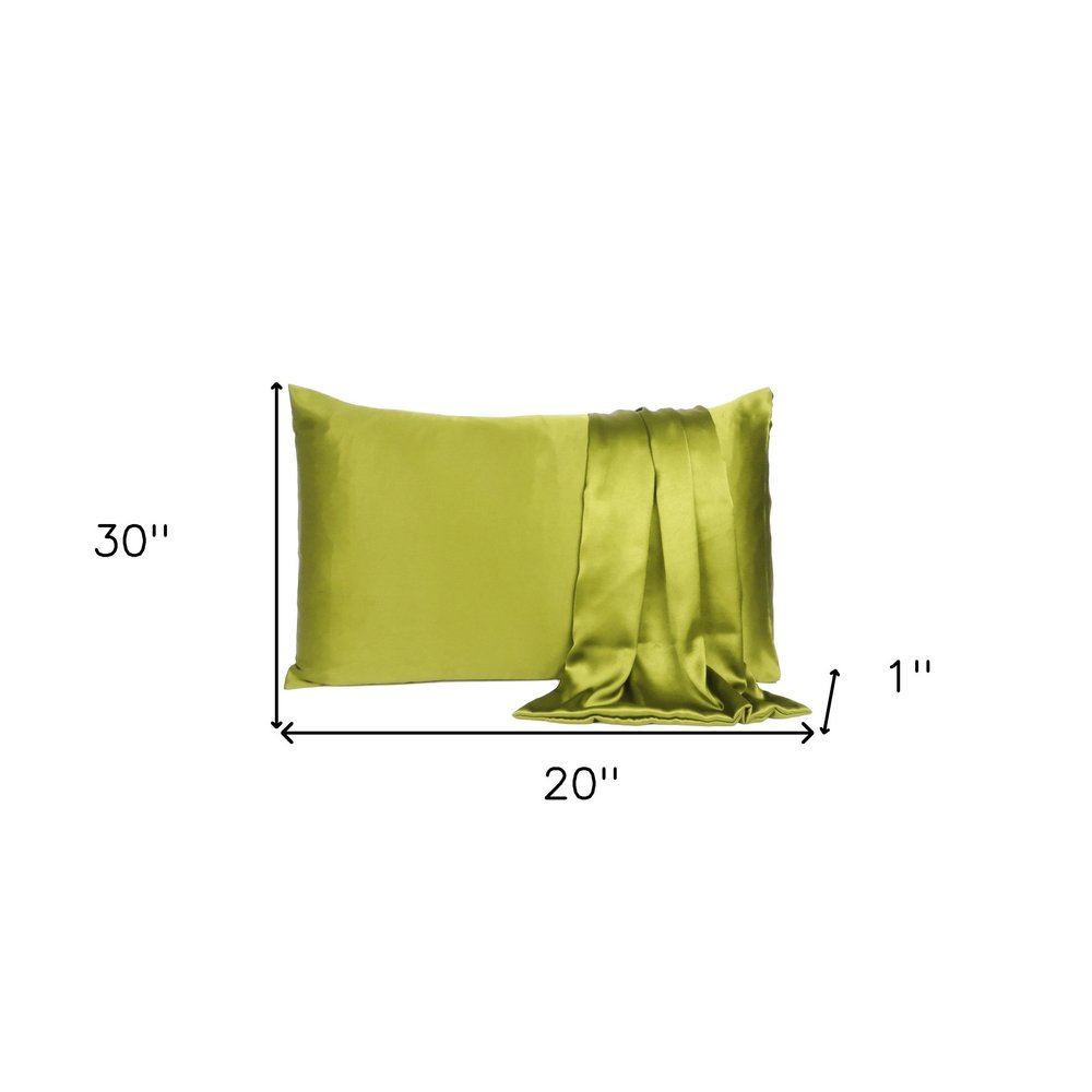 Set of Two Lemongrass Dreamy Silk Satin Queen Pillowcases  Warm Home View