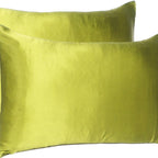 Set of Two Lemongrass Dreamy Silk Satin Queen Pillowcases  Warm Home View