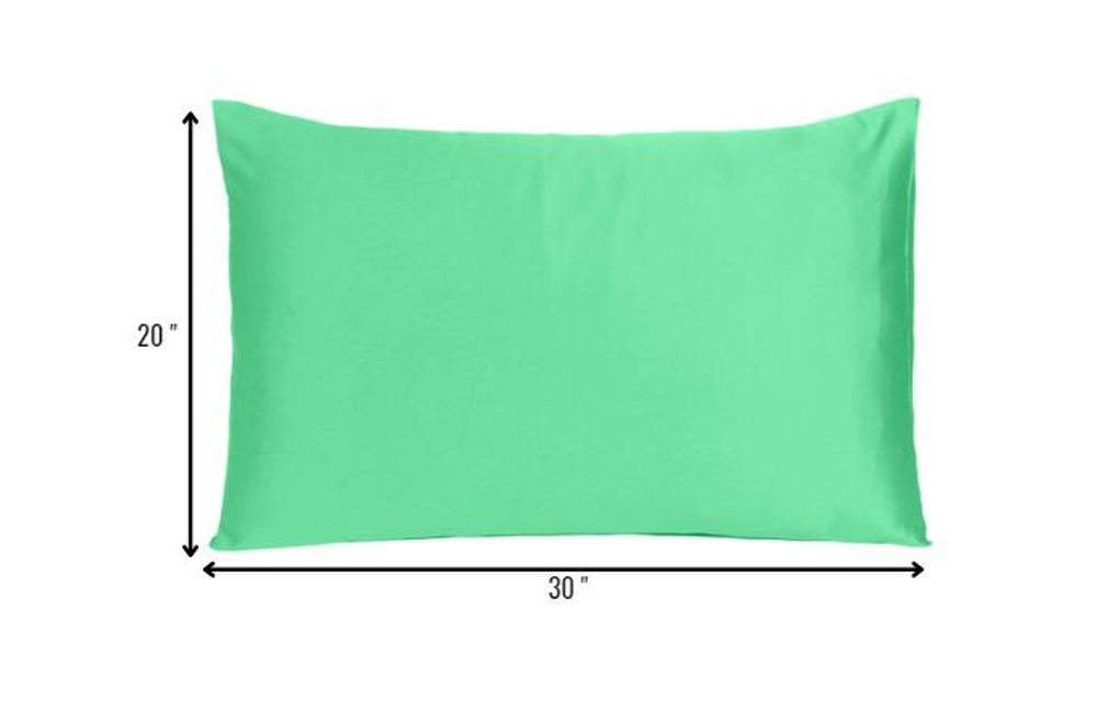 Green Dreamy Set Of 2 Silky Satin Queen Pillowcases  Warm Home View