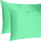 Green Dreamy Set Of 2 Silky Satin Queen Pillowcases  Warm Home View
