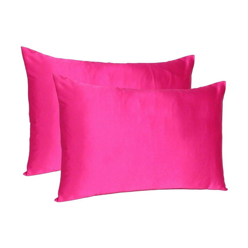 Two Piece Fuchsia Satin And Satin Pillowcases Envelope  Warm Home View