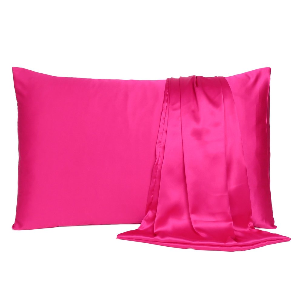 Two Piece Fuchsia Satin And Satin Pillowcases Envelope  Warm Home View