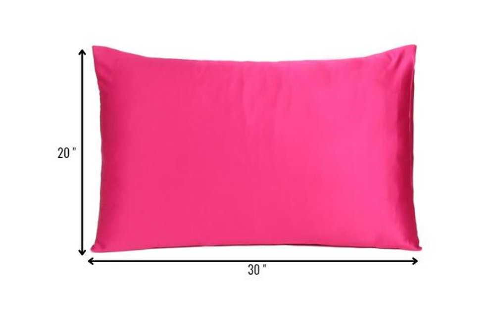 Two Piece Fuchsia Satin And Satin Pillowcases Envelope  Warm Home View