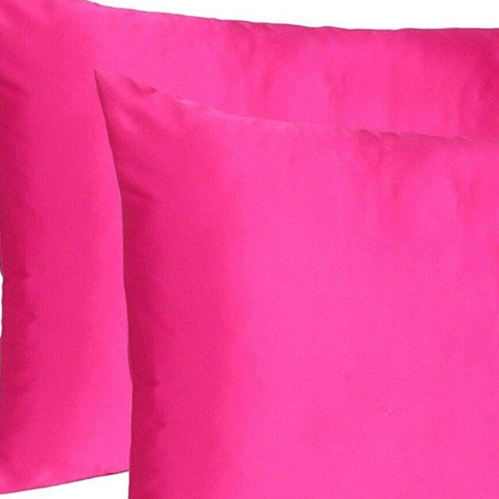 Two Piece Fuchsia Satin And Satin Pillowcases Envelope  Warm Home View