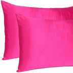 Two Piece Fuchsia Satin And Satin Pillowcases Envelope  Warm Home View