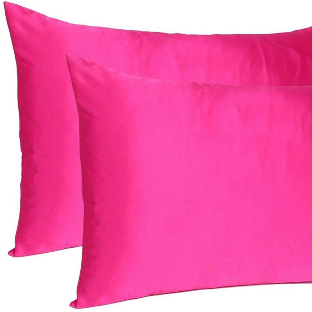 Two Piece Fuchsia Satin And Satin Pillowcases Envelope  Warm Home View