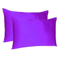 Set of Two Bright Purple Dreamy Silky Satin Queen Pillowcases  Warm Home View