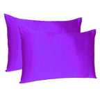 Set of Two Bright Purple Dreamy Silky Satin Queen Pillowcases  Warm Home View