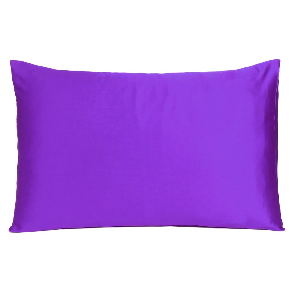 Set of Two Bright Purple Dreamy Silky Satin Queen Pillowcases  Warm Home View
