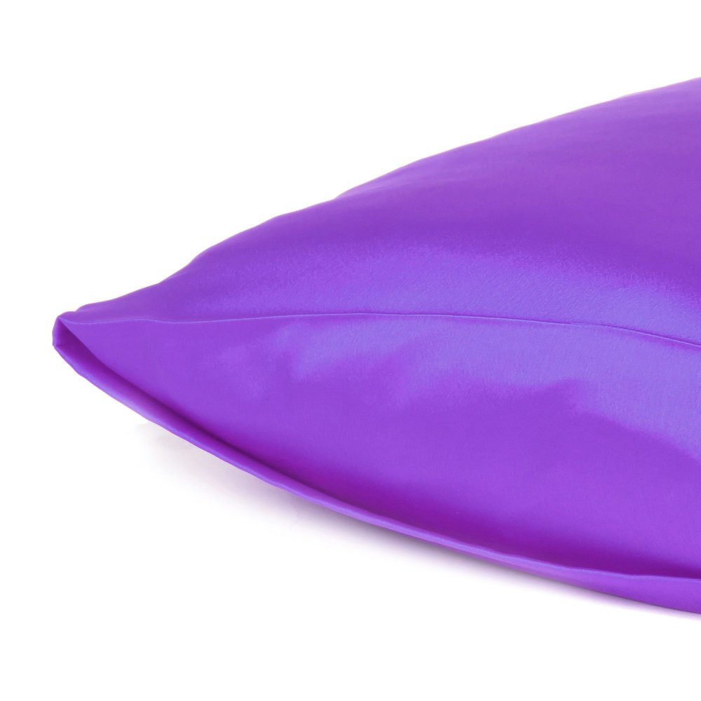 Set of Two Bright Purple Dreamy Silky Satin Queen Pillowcases  Warm Home View
