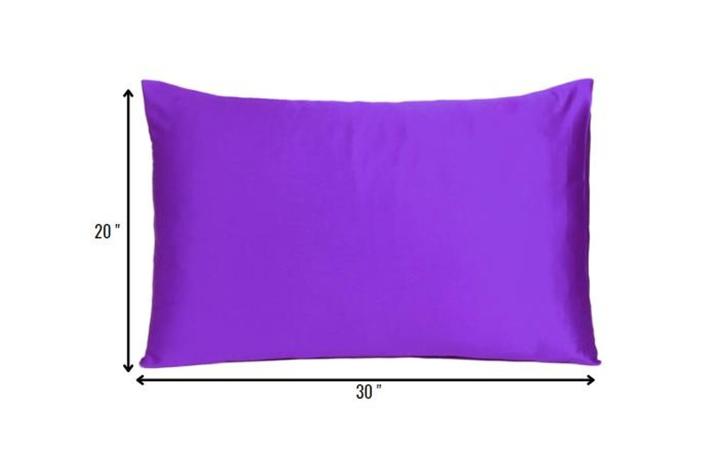 Set of Two Bright Purple Dreamy Silky Satin Queen Pillowcases  Warm Home View
