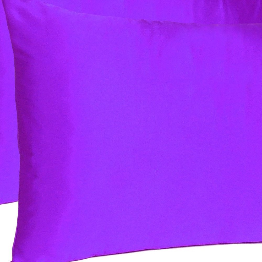 Set of Two Bright Purple Dreamy Silky Satin Queen Pillowcases  Warm Home View