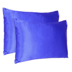 Royal Blue Dreamy Set Of 2 Silky Satin Queen Pillowcases  Warm Home View