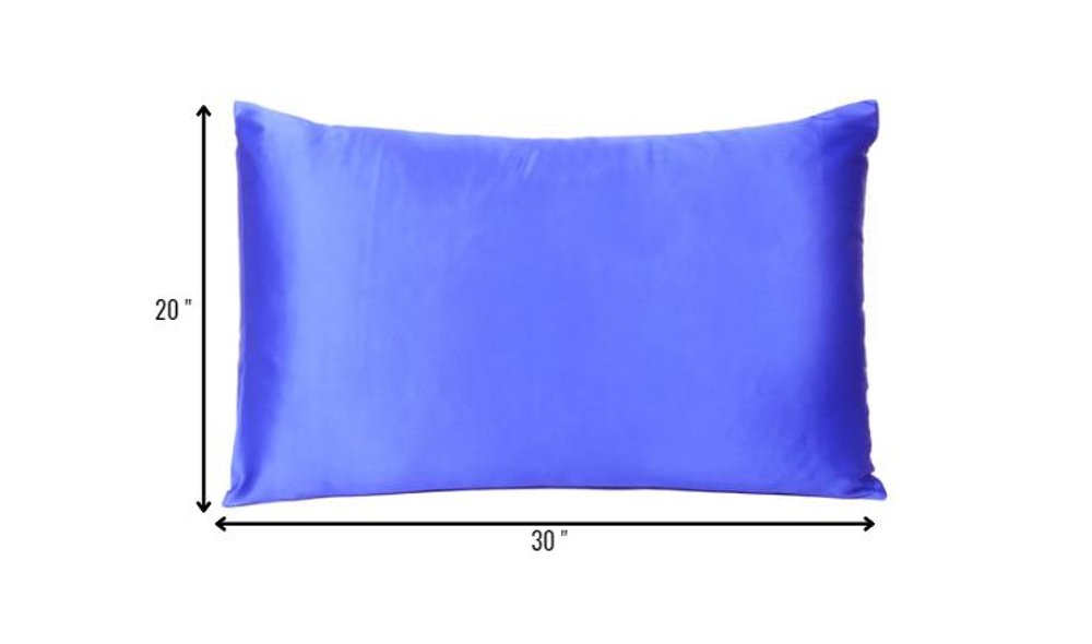 Royal Blue Dreamy Set Of 2 Silky Satin Queen Pillowcases  Warm Home View