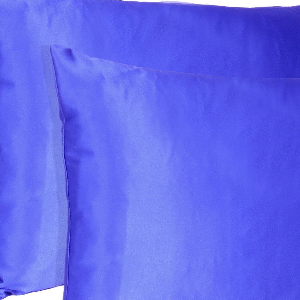 Royal Blue Dreamy Set Of 2 Silky Satin Queen Pillowcases  Warm Home View
