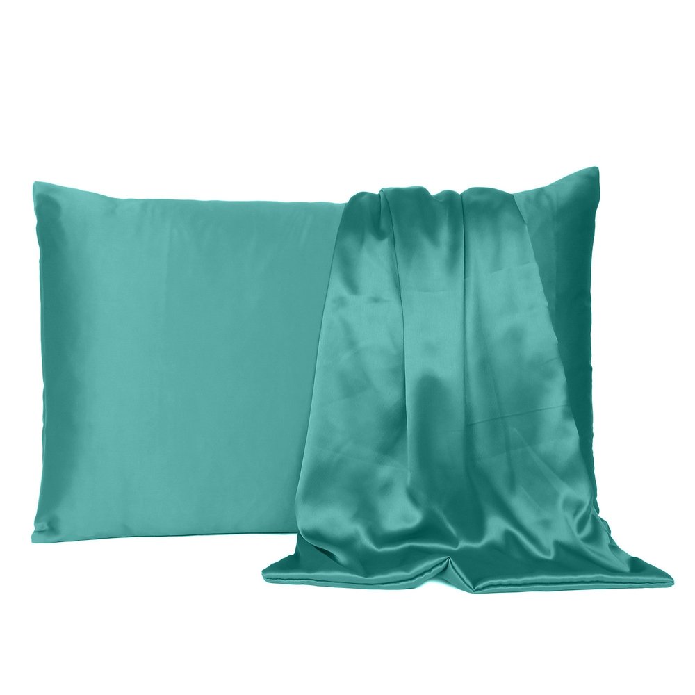 Teal Dreamy Set Of 2 Silky Satin Queen Pillowcases  Warm Home View