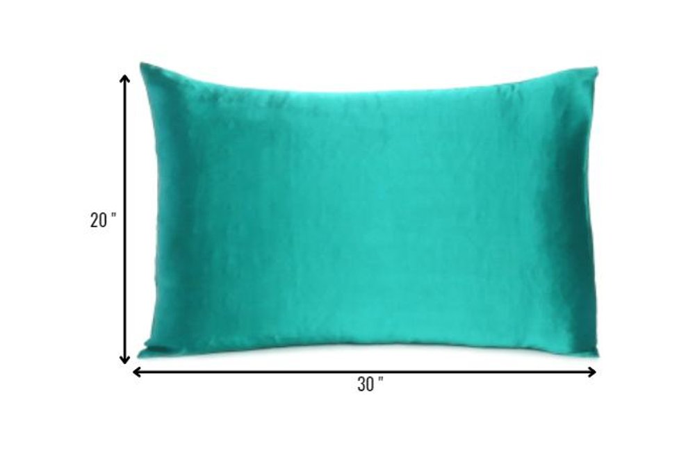 Teal Dreamy Set Of 2 Silky Satin Queen Pillowcases  Warm Home View