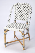 Black and White Woven Faux Rattan Armless Outdoor Dining Chair  Warm Home View