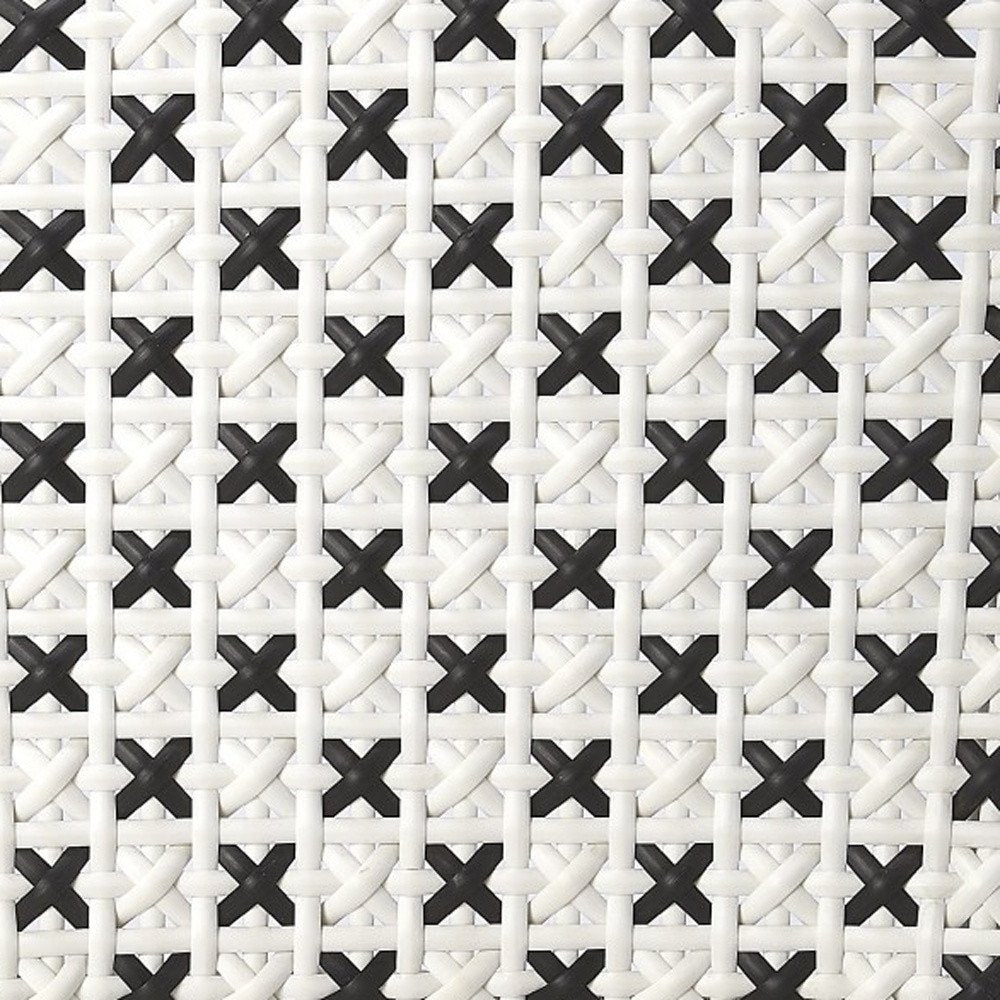 Black and White Woven Faux Rattan Armless Outdoor Dining Chair  Warm Home View