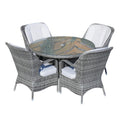 Five Piece Gray Round Glass Dining Set  Warm Home View