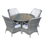Five Piece Gray Round Glass Dining Set  Warm Home View