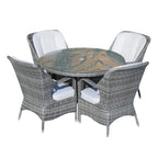 Gray Glass and Rattan Patio Dining Set - 5 Piece  Warm Home View