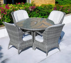 Gray Glass and Rattan Patio Dining Set - 5 Piece  Warm Home View