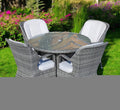 Gray Glass and Rattan Patio Dining Set - 5 Piece  Warm Home View
