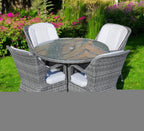 Gray Glass and Rattan Patio Dining Set - 5 Piece  Warm Home View