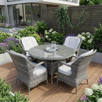Five Piece Gray Round Glass Dining Set  Warm Home View