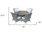 Gray Glass and Rattan Patio Dining Set - 5 Piece  Warm Home View