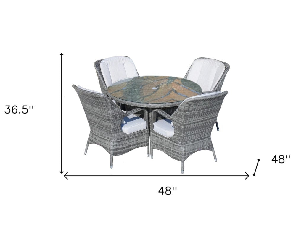 Five Piece Gray Round Glass Dining Set  Warm Home View