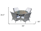 Five Piece Gray Round Glass Dining Set  Warm Home View
