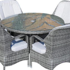 Five Piece Gray Round Glass Dining Set  Warm Home View