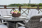 Gray Glass and Rattan Patio Dining Set - 5 Piece  Warm Home View