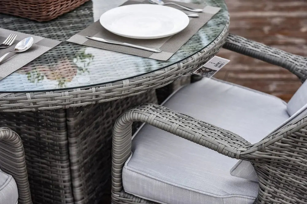 Gray Glass and Rattan Patio Dining Set - 5 Piece  Warm Home View
