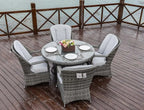 Gray Glass and Rattan Patio Dining Set - 5 Piece  Warm Home View