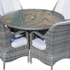 Five Piece Gray Round Glass Dining Set  Warm Home View
