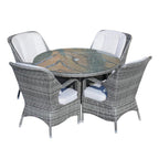 Five Piece Gray Round Glass Dining Set  Warm Home View